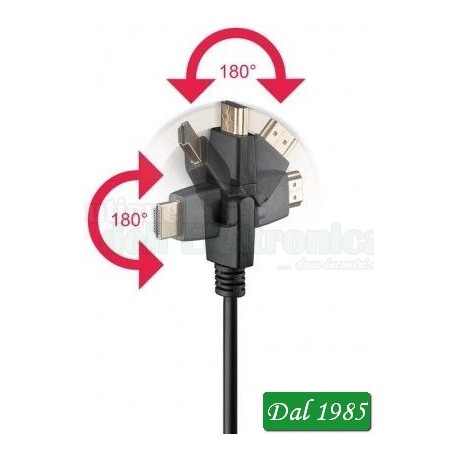 CAVO HIGHT SPEED HDMI™ CON Ethernet, DORATOSPINA HDMI™ (tipo A) > SPINAHDMI™ (tipo A); GIREVOLE 360°