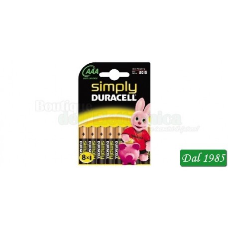 PILE ALCALINE SIMPLY DURACELL BLISTER DA 8 PEZZI