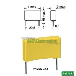 CONDENSATORE POLIESTERE 2000Vcc PASSO 22,5 6.800pf - 0,0068mf - 6,8n