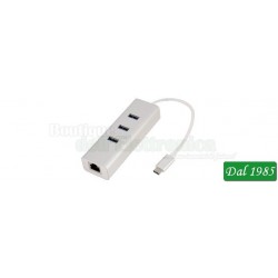 CONVERTITORE USB 3.0 C™ / LAN GIGABIT CON HUB USB 3.0 3 PORTE