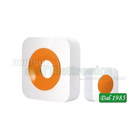CAMPANELLO WIRELESS CON PORTATA 150 METRI ( Mod. iSNATCH QH-858S BIANCO/ARANCIO )