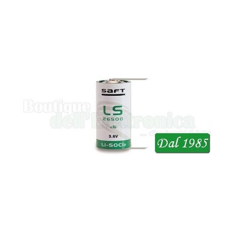 PILA A LITIO SAFT C 3,6 VOLT 7,7 AMPER CON LAMELLE A SALDARE