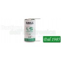 PILA A LITIO SAFT C 3,6 VOLT 7,7 AMPER CON LAMELLE A SALDARE