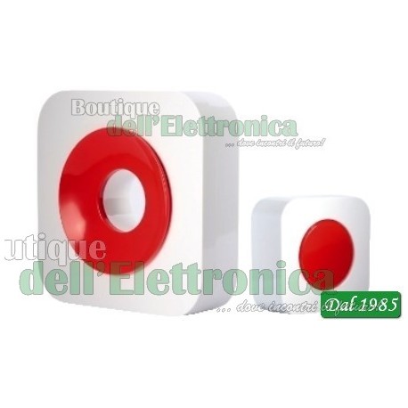CAMPANELLO WIRELESS CON PORTATA 150 METRI ( Mod. iSNATCH QH-858S BIANCO/ROSSO )