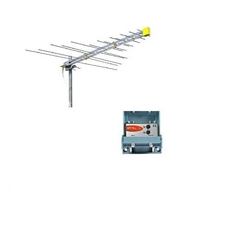 KIT ANTENNA LOGARITMICA OFFEL 21-352 + AMPLIFICATORE PER ESTERNO OFFEL 28-320R 23db 12 VOLT