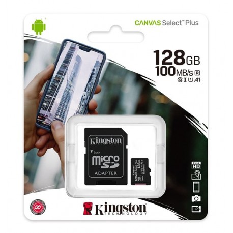 MICRO SD 128GB CLASSE 10 PLUS KINGSTON 100MB/s