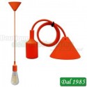 PENDENDTE DA SOFFITTO CON CAVO+PORTALAMPADA E 27 ARANCIONE AP6004A