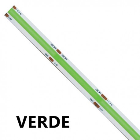 STRISCIA LED VERDE COB 5 METRI 24VOLT 15WATT/m 1500lm/m