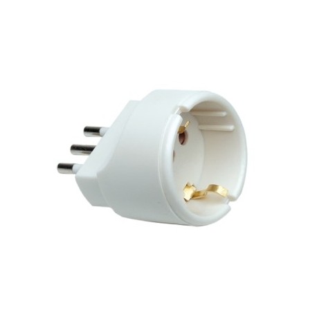 ADATTATORE RETE SPINA 10A -250V PRESA SCHUKO BIANCA
