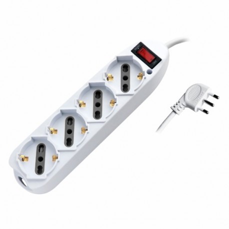MULTIPRESA 4 POSTI UNIVERSALE A+T.C/INTERRUTTORE COLORE BIANCA