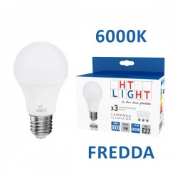 LAMPADA CLASSICA LED 230VOLT 11WATT E27 6000K CONFEZIONE 3 PEZZI