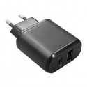 ALIMENTATORE DA RETE 220VOLT DUE USCITE USB+USB TYPE C 5 VOLT 3 AMPER