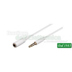 CAVO AUDIO SPINA JACK 3,5MM 4 POLI / PRESA JACK 3,5MM 4 POLI PER CUFFIE CON MICROFONO 1,2M