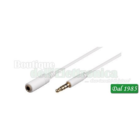 CAVO AUDIO SPINA JACK 3,5MM 4 POLI / PRESA JACK 3,5MM 4 POLI PER CUFFIE CON MICROFONO 1,2M