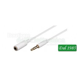 CAVO AUDIO SPINA JACK 3,5MM 4 POLI / PRESA JACK 3,5MM 4 POLI PER CUFFIE CON MICROFONO 5M