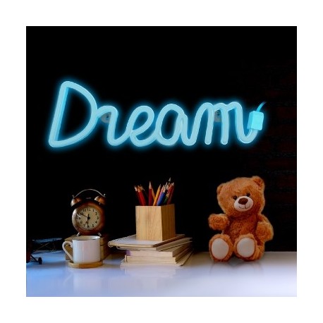 SCRITTA DA MURO PLASTICA LED NEON \'\' DREAM \'\'