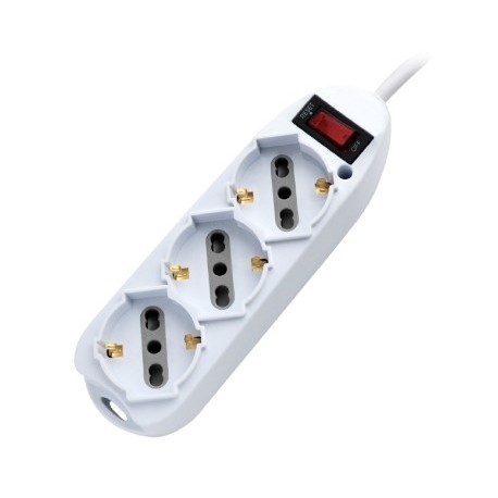 MULTIPRESA 3 POSTI 10-16A-SCHUKO CON INTERRUTTORE BIANCA E CAVO DA 3 METRI