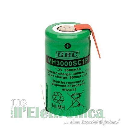 BATTERIA RICARICABILE SKB AL NI-MH CILINDRICA - SC 3000 MAH