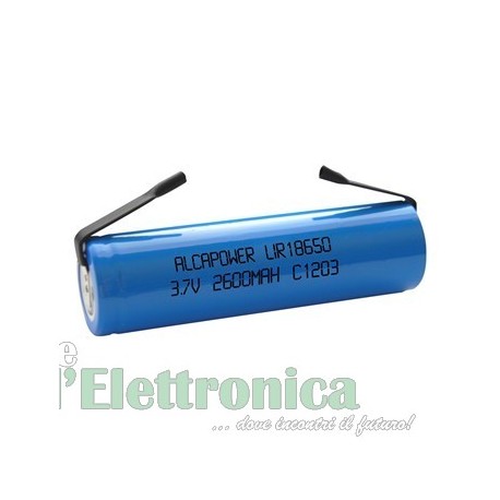 PILA A LITIO RICARICABILE 18650 3,7V 2600mAh T.SALDARE