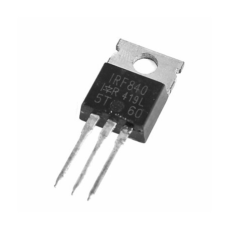 MOSFET IRF840A Vishay, canale N, 850 mO, 8 A, TO-220AB, SU FORO