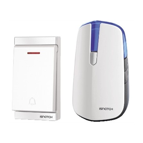 CAMPANELLO WIRELESS CON PULSANTE IP44 E RICEVITORE PLUG-IN 230VCA