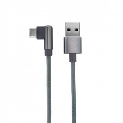 CAVO USB-C A GOMITO A USB-A IN NYLON LUNGHEZZA 1 METRO COLORE GRIGIO