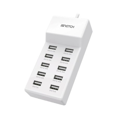 ALIMENTATORE 10 PORTE USB 10AMPER 50WATT SMART HOME CHARGER COLORE BIANCO