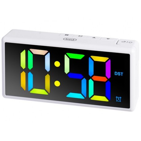 OROLOGIO SVEGLIA DIGITALE CON GRANDE DISPLAY MULTICOLORE TREVI EC 886 BIANCO