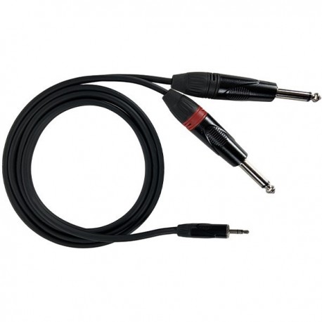 CAVO AUDIO MINI JACK 3,5mm STEREO A 2 JACK 6,3mm MONO