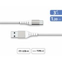 CAVO USB A/USB C RINFORZATO 1,2 M 3 A GARANTITO A VITA BIANCO - 100% PLASTICA RICICLATA FORCE POWER LITE