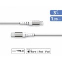 CAVO USB C/LIGHTNING RINFORZATO 1,2 M 3 A GARANTITO A VITA BIANCO - 100% PLASTICA RICICLATA FORCE POWER LITE