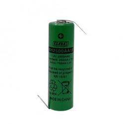 BATTERIA RICARICABILE NI-MH STILO AA 2500MAH GBC CON LAMELLE A SALDARE STESSA DIREZIONE