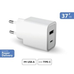 CARICATORE DOPPIO DA 37 WATT ( 12+25 W )POWER DELIVERY-FORCE POWER LITE GARANTITO A VITA