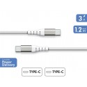 CAVO USB C / USB C RINFORZATO 1,2 METRI 3 AMPER COLORE BIANCO GARANZIA A VITA