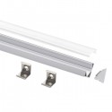 PROFILO PER STRISCE LED IN ALLUMINIO ANGOLARE LARGE + COVER + TAPPI + CLIP GRIGIO AT2027K1