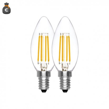 LAMPADINA IN VETRO TRASPARENTE A LED 4 WATT 550 LUMEN 4000°K E14 CONFEZ DA 2 PEZZI