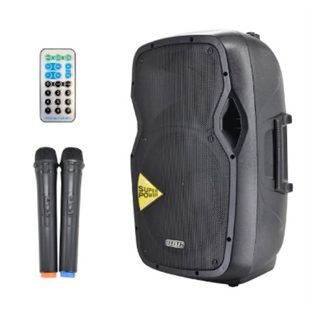 BOX AUDIO ATTIVO PORTATILE BT A BATTERIE 200W CON 2 MICROFONI CLUB 12 SMART