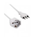 PROLUNGA ELETTRICA SPINA 16 AMPER E PRESA SCHUCO + 10/16 AMPER COLORE BIANCO LUNGHEZZA 5 METRI
