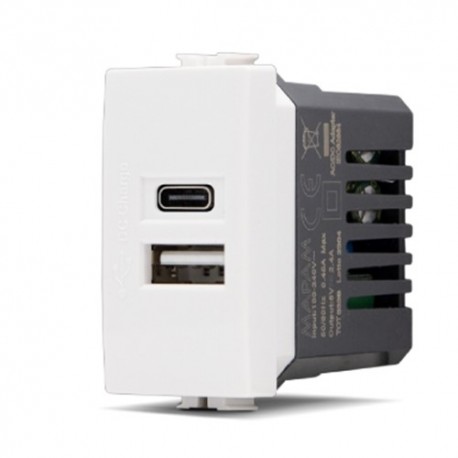 PRESA USB A+C 5V=2.4A A+C T3-JOY 533B COLORE BIANCO MATIX BTICINO