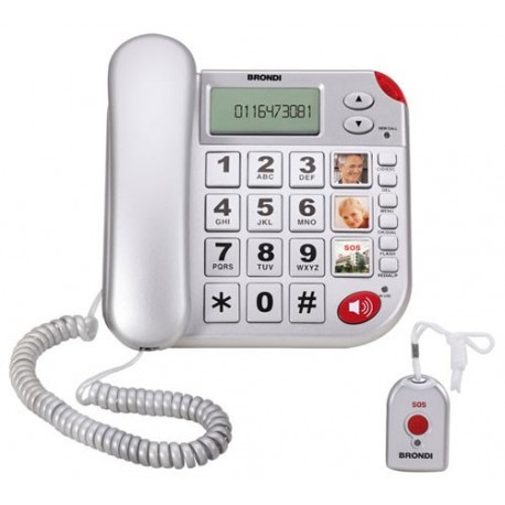 TELEFONO CON TELECOMANDO PER CHIAMATE DI SOCCORSO BRONDI SUPER BRAVO PLUS