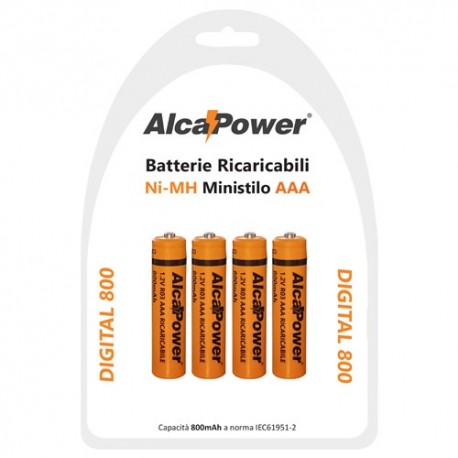 BLISTER DI 4 BATTERIE NI-MH AAA 1.2VOLT DIGITAL 800