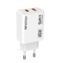 ALIMENTATORE GAN TYPE-C + 1 USB 3 AMPER 45 WATT COLORE BIANCO