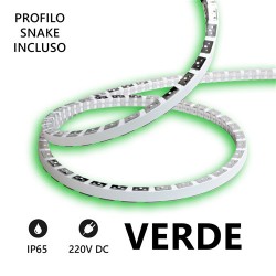 STRISCIA LED SNAKE FLESSIBILE 5 METRI IP65 230VOLT 11W/m - COLORE VERDE