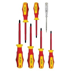 SET DI 7 CACCIAVITI ISOLATI (3 piatti + 3 a croce + tester)
