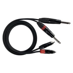 CAVO AUDIO 2 X CONNETTORI RCA - 2 X JACK 6, 3 mm MONO LUNGHEZZA 5 METRI