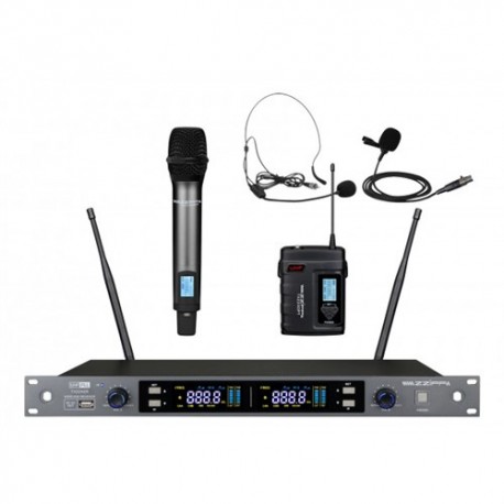 SET DOPPIO RADIOMICROFONO UHF 2 X 48 CANALI 606-630 MHZ