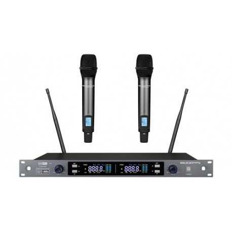SET DOPPIO RADIOMICROFONO UHF CON 2 TRASMETTITORI PALMARI