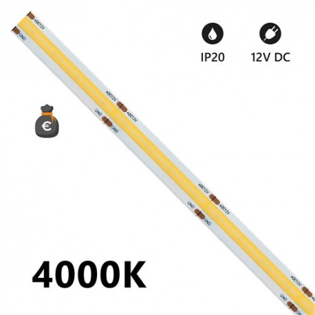 STRISCIA LED COB IP20 5m 4000K 12V 15W/m 1500lm/m