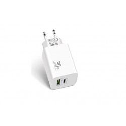 CARICATORE DI RETE 1 USB-A + 1 USB-C 30 WATT ULTRA VELOCE