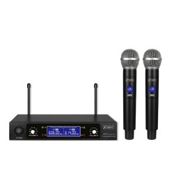 KIT DOPPIO RADIOMICROFONO PALMARE UHF 614 MHZ/606 MHZ